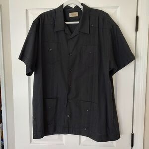 VTG Cubaverea Wedding Shirt Black Button Accent 2X